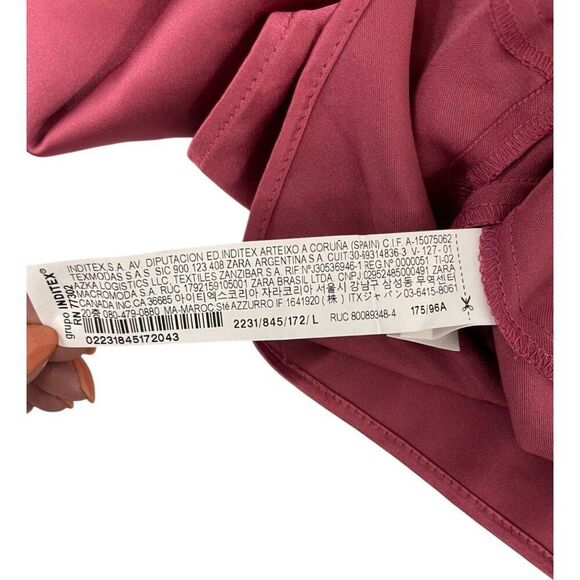 Zara Womens Mini Romper Dress L Pink Long sleeve satin effect 2231/845 NWT - Picture 9 of 16